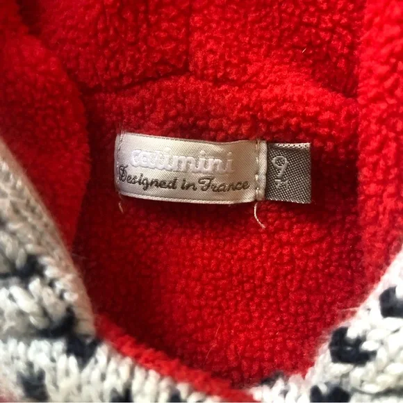 🔥CATIMINI🔥baby girl FAIR ISLE hoodied fleece lined coat sz 9 mo price firm!